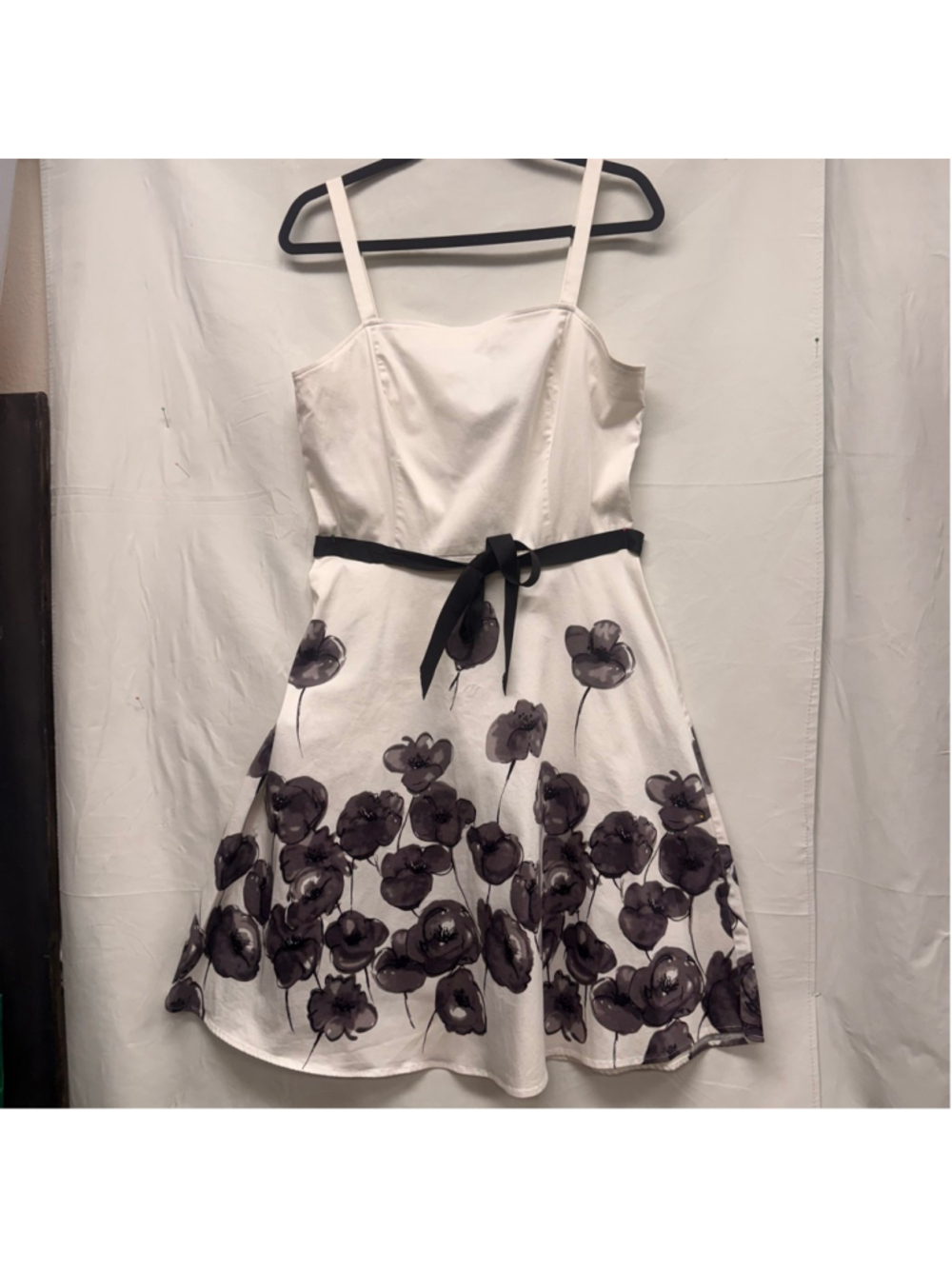 Women's A.P.N.Y. White & Black Floral Dress, Size 14